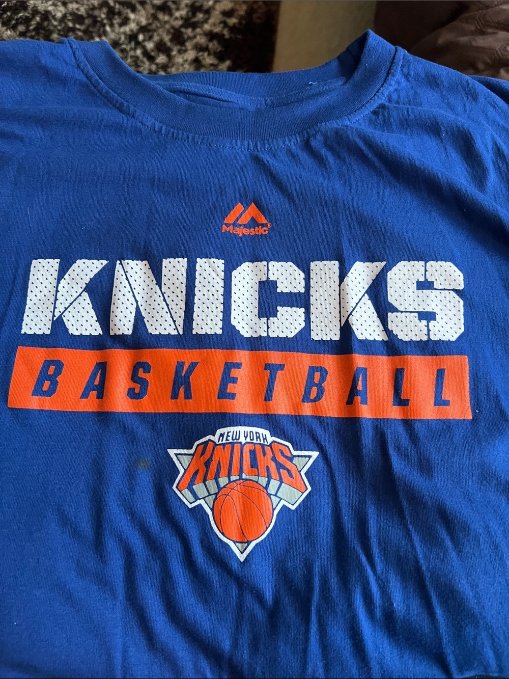 Majestic Blue & Orange Knicks Basketball Graphic Tee sz 7XL